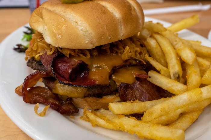 (Rick Egan | The Salt Lake Tribune)  The Mantua Monster with fries, at Sydney's restaurant, in Mantua, on Tuesday, Aug. 17, 2021.