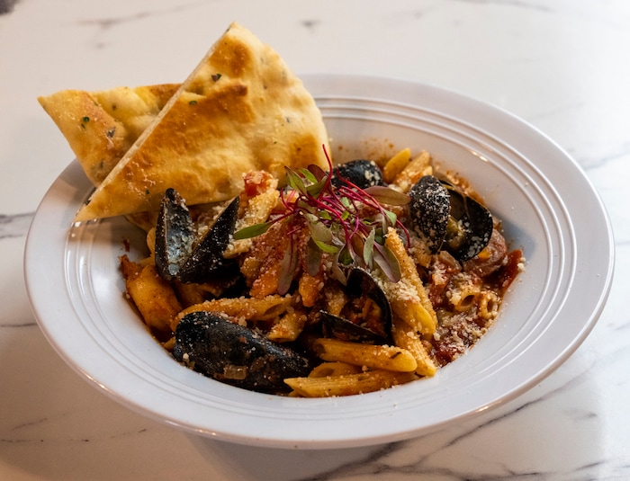 (Rick Egan | The Salt Lake Tribune)  Mussel arrabbiata, with shrimp and andouille sausage, at Neutral Ground, Tuesday, Aug. 30, 2022.