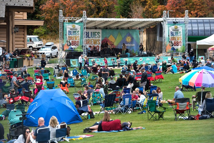 (Rick Egan  |  The Salt Lake Tribune)   The band Night Marcher performs, at the Blues, Brews & BBQ festival at Snowbasin resort,  Sunday, Sept. 23, 2018.
