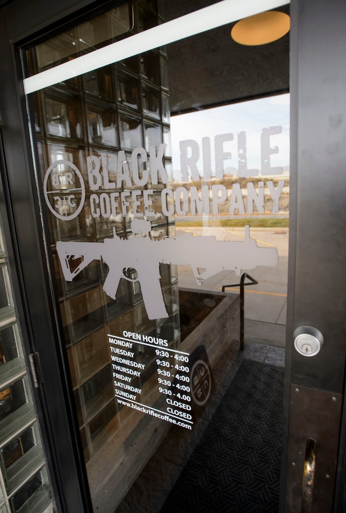 (Steve Griffin  |  The Salt Lake Tribune) The Black Rifle Coffee Company retail store in Salt Lake City Monday November 13, 2017.