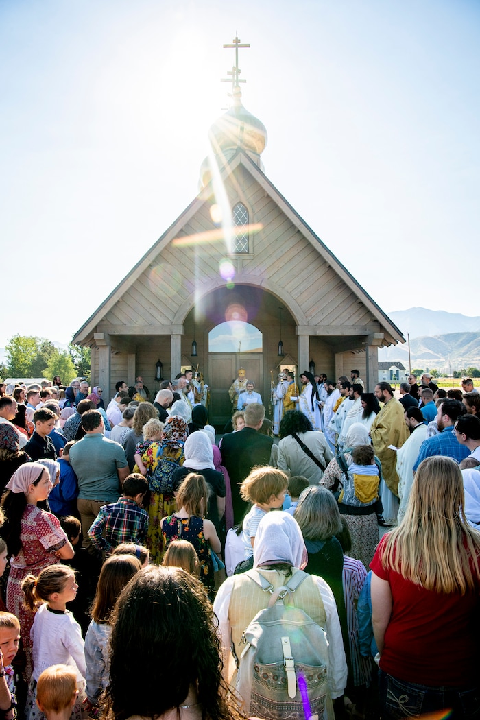 (Isaac Hale | Special to The Tribune) Priests, deacons and subdecacons take part in a consecration service for St. Xenia Orthodox Church in Payson on Saturday, July 16, 2022.