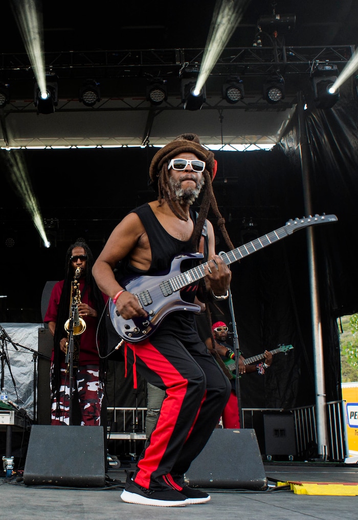 (Rick Egan  |  The Salt Lake Tribune)  David Hinds performs with Steel Pulse at the Reggae Rise Up Music Festival, at the Rivers Edge near Heber City. Saturday, Aug. 25, 2018.