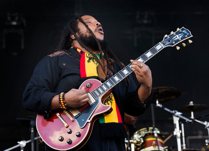 (Rick Egan  |  The Salt Lake Tribune)    Stephen Marley plays the Reggae Rise Up Festival at the Rivers Edge in Heber City, Friday, Aug. 24, 2018.