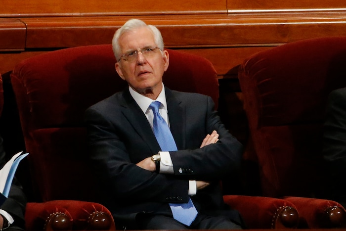 (Rick Bowmer | AP) D. Todd Christofferson, a member of a top governing board called the Quorum of the Twelve Apostles, looks on during The Church of Jesus Christ of Latter-day Saints' twice-annual church conference Saturday, Oct. 5, 2019, in Salt Lake City.