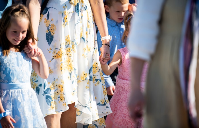 (Isaac Hale | Special to The Tribune) Members of the congregation are joined by Metropolitan Joseph, leader of the Antiochian Orthodox Christian Archdiocese of North America, and clergy as they all process around the church during a consecration service for St. Xenia Orthodox Church in Payson on Saturday, July 16, 2022.