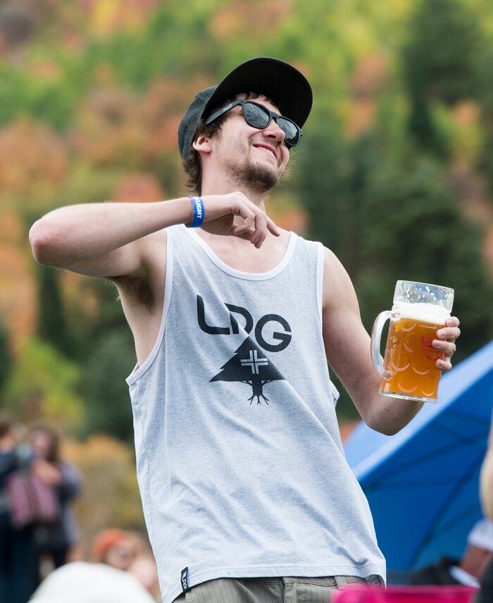 (Rick Egan  |  The Salt Lake Tribune)   Paul Moore, from Ogden, dances to the music of the band Night Marcher, at the Blues, Brews & BBQ at Snowbasin resort  Sunday, Sept. 23, 2018.