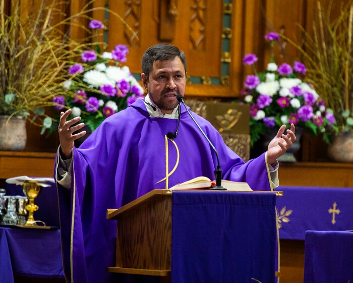 (Rick Egan | The Salt Lake Tribune) The Rev. Jose Fidel Barrera-Cruz conducts Ash Wednesday Mass at Our Lady of Guadalupe Church in Salt Lake City on Wednesday, March 6, 2019.