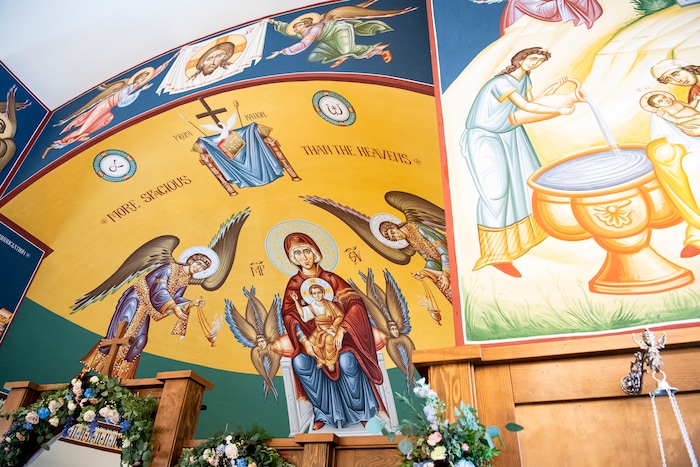 (Isaac Hale | Special to The Tribune) Murals are pictured during a consecration service for St. Xenia Orthodox Church in Payson on Saturday, July 16, 2022.