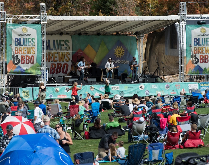 (Rick Egan  |  The Salt Lake Tribune)   The band Crook & The Bluff,  performs, at the Blues, Brews & BBQ festival at Snowbasin resort,  Sunday, Sept. 23, 2018.