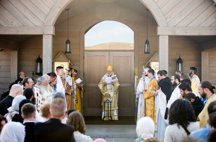 (Isaac Hale | Special to The Tribune) Metropolitan Joseph, leader of the Antiochian Orthodox Christian Archdiocese of North America, speaks during a consecration service for St. Xenia Orthodox Church in Payson on Saturday, July 16, 2022.